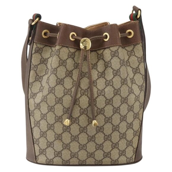 GUCCI GG Supreme Web Sherry Line Bag PVC Beige Gold 41 02 034 Auth BA8181 - Picture 3 of 15